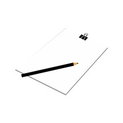 Pencil with blank paper isolated on white background. The concept of memory, writing, message and education. vector illustration