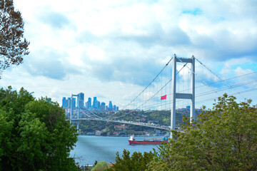 Istanbul photos from another angle, Bosphorus, strait Marmara sea, Bosphorus bridge and Istanbul with green trees