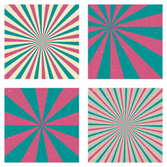 Appealing vintage backgrounds. Abstract sunburst covers with radial rays. Classy vector illustration.