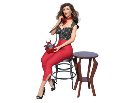 50s woman sitting on chair