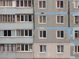 Fototapeta premium fragment of a multi-storey building of Soviet architecture