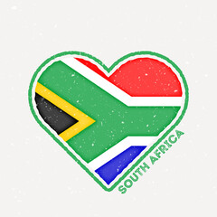 South Africa heart flag badge. South Africa logo with grunge texture. Flag of the country heart shape. Vector illustration.