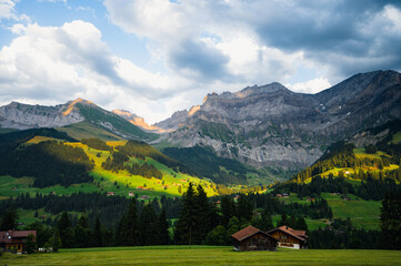 Fototapeta premium Beautiful falls and caves of Cholerenschlucht, Adelboden, Switzerland