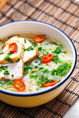 Vieatnamese soup pho with chicken meat