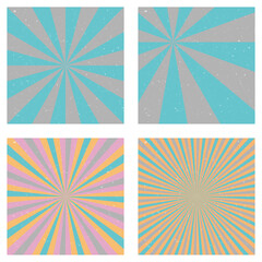 Amazing vintage backgrounds. Abstract sunburst covers with radial rays. Superb vector illustration.