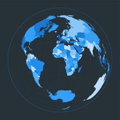 World Map. Lambert azimuthal equal-area projection. Futuristic world illustration for your infographic. Nice blue colors palette. Authentic vector illustration.