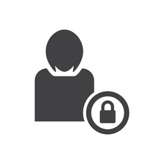Woman profile lock icon