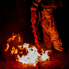Glowing embers and fire crackers, at Lewes Bonfire Night © lemanieh