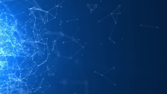 Abstract animated blue futuristic background. Big data visualization. Network connection. Data transfer. 3d rendering. 4k.
