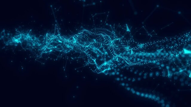 Abstract animated futuristic background. Big data visualization. Network connection. Data transfer. 3d rendering. 4k.