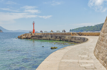 Porporela breakwater in the Dubrovnik old city in Croatia - obrazy, fototapety, plakaty
