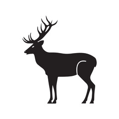 Jungle beautiful animal deer icon | Black Vector illustration |