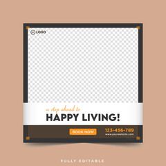Social media post template design for real estate, home, or other business promotion