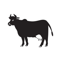 Dairy milk farm jersey cow icon | Black Vector illustration |