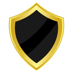 Black shield icon on a white background.