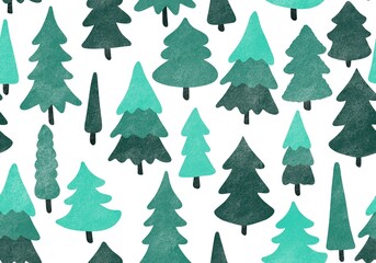 Obraz premium Winter forest seamless Christmas tree pattern for new year wrapping paper and kids clothes print and Noel