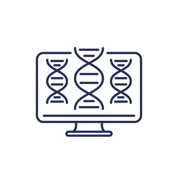 Bioinformatics Line Icon, Analysis Of Biological Data