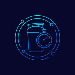 Shaker line icon with a timer, vector