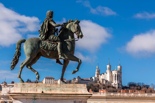 Equestrian sculpture of the King Louis XIV, Lyon, France