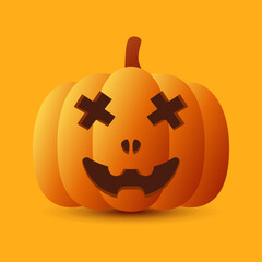 Halloween Pumpkin isolated on orange background