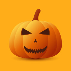 Halloween Pumpkin isolated on orange background