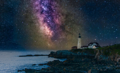 Milky Way Over Portland Lighthouse in Maine