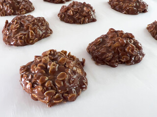 homemade no bake peanut butter and chocolate cookie
