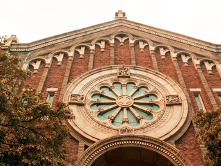 Obraz premium Red Brick Church In The Amherst College Area