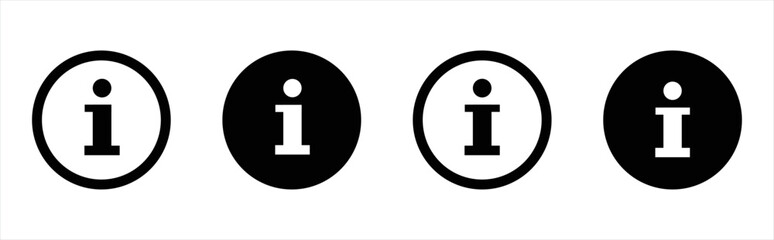 Information icon in flat style. Info buttons for application and website.