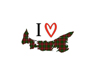 I love Prince Edward Island inspirational quote with map containing the island tartan. © V. J. Matthew