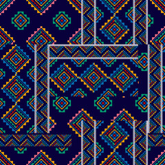 Geometric ethnic textile pattern design. Aztec fabric carpet boho motif mandalas textile decoration wallpaper. Tribal native Africa American Indian traditional embroidery vector background 