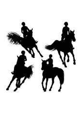 Equestrian silhouettes. Good use for symbol, logo, icon, mascot, sign, or any design you want.
