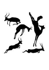 Impala animal silhouettes. Good use for symbol, logo, icon, mascot, sign, or any design you want.