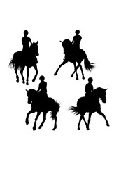 Equestrian pose silhouettes. Good use for symbol, logo, icon, mascot, sign, or any design you want.