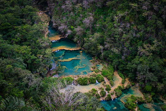 Semuc Champey, limestone pools on River Cahabon in the department of Alta Verapaz, Guatemala.