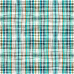 Teal rustic coastal beach house check fabric tile. Seamless sailor flannel textile gingham repeat swatch.