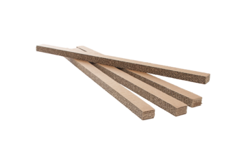 Corrugated cardboard narrow panels isolated transparent png. Fiberboard carton inner packing pieces.