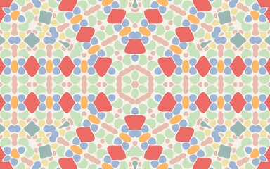 Illustration abstract kaleidoscope .Good for symmetrical, floral, or paisley patterns with shades of multicolor. Fit for painting, backdrop, wall art, canvas, ornament, card, retro, islamic art , nft.
