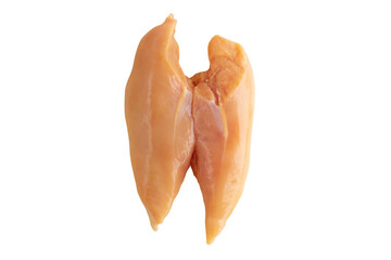 Raw yellow corn fed chicken breast isolated transparent png. Poultry filet.