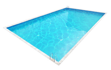 Modern swimming pool with ladder isolated on white - obrazy, fototapety, plakaty