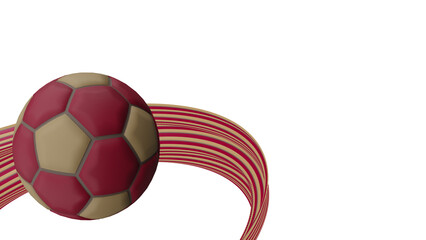 Maroon and gold soccer ball on a swirling stripe © clsdesign