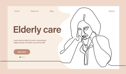 Programs for Seniors Landing Page Template. Elderly Health Care. Elderly care. Cartoon People Vector Illustration.