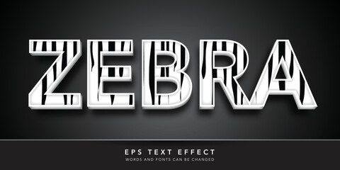 zebra 3d editable text effect - obrazy, fototapety, plakaty