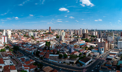 Fototapeta na wymiar aerial view above uberaba city with focus on downtown 