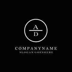 initials letter AD handwriting logo vector template