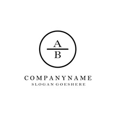 initials letter AB handwriting logo vector template