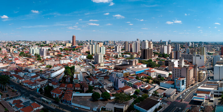 aerial view above uberaba city with focus on downtown

