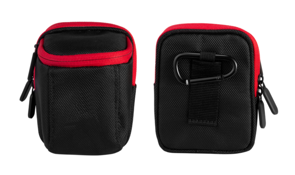 Small black zipper bag isolated on white background