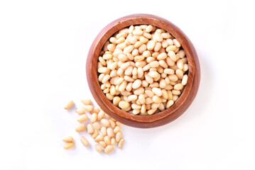 Pine nuts isolated on white background