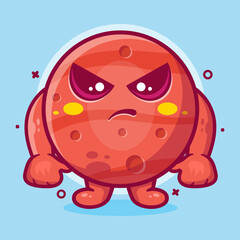 serious Mars planet character mascot with angry expression isolated cartoon in flat style design